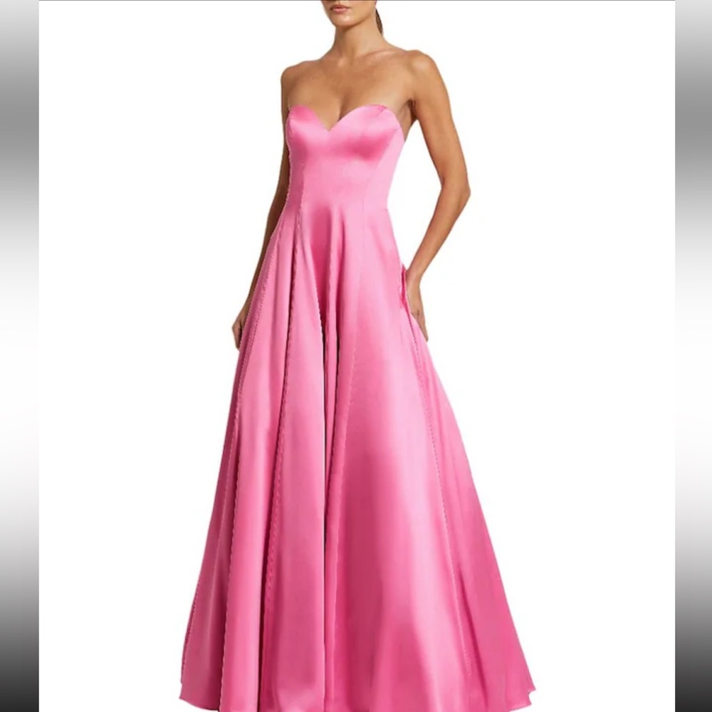 Mac Duggal Sz 2 Sweetheart Strapless Bow Back Satin Ballgown